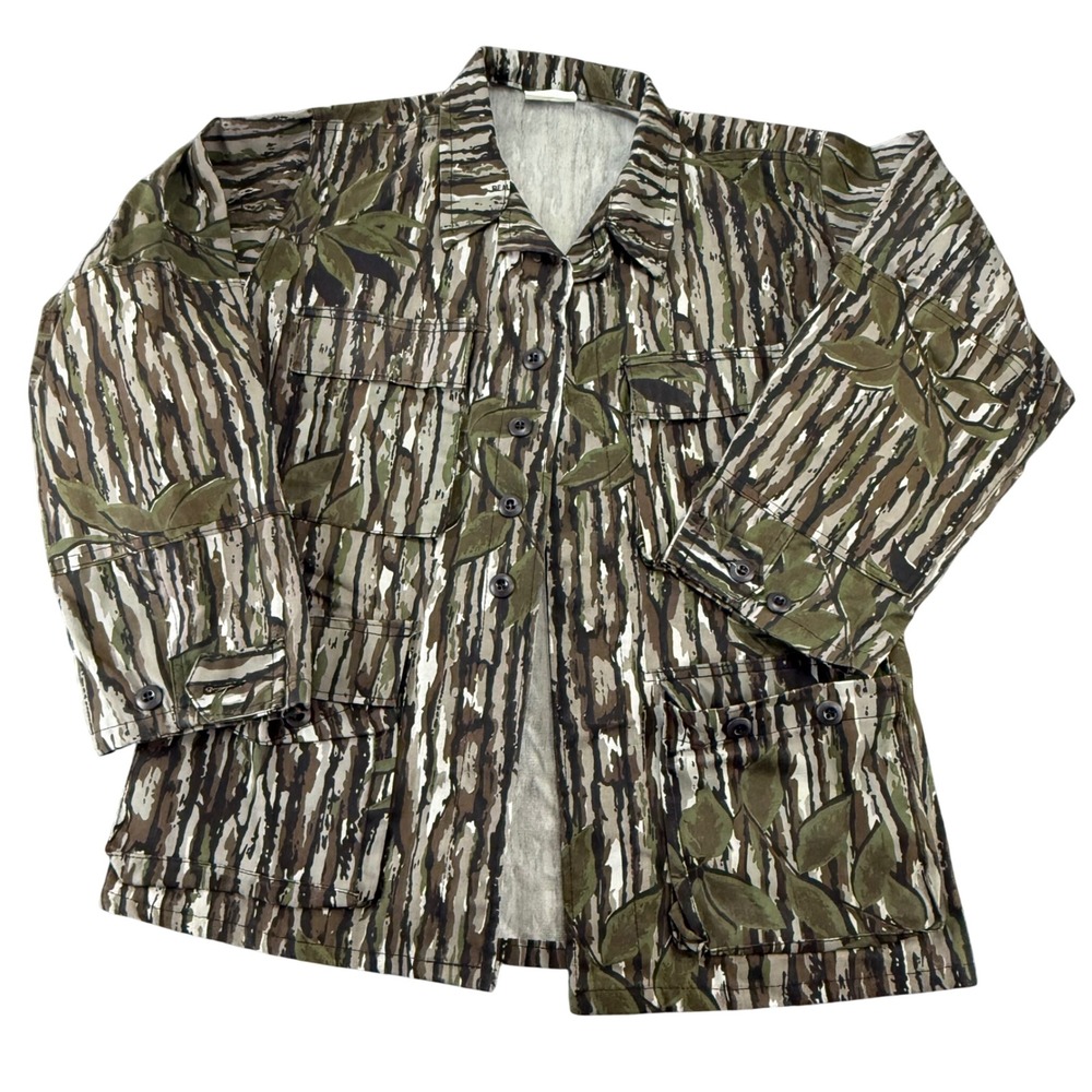 Vintage Military Battle Fatigue Coat Tiger Stripe Camo Jacket Green Size Small